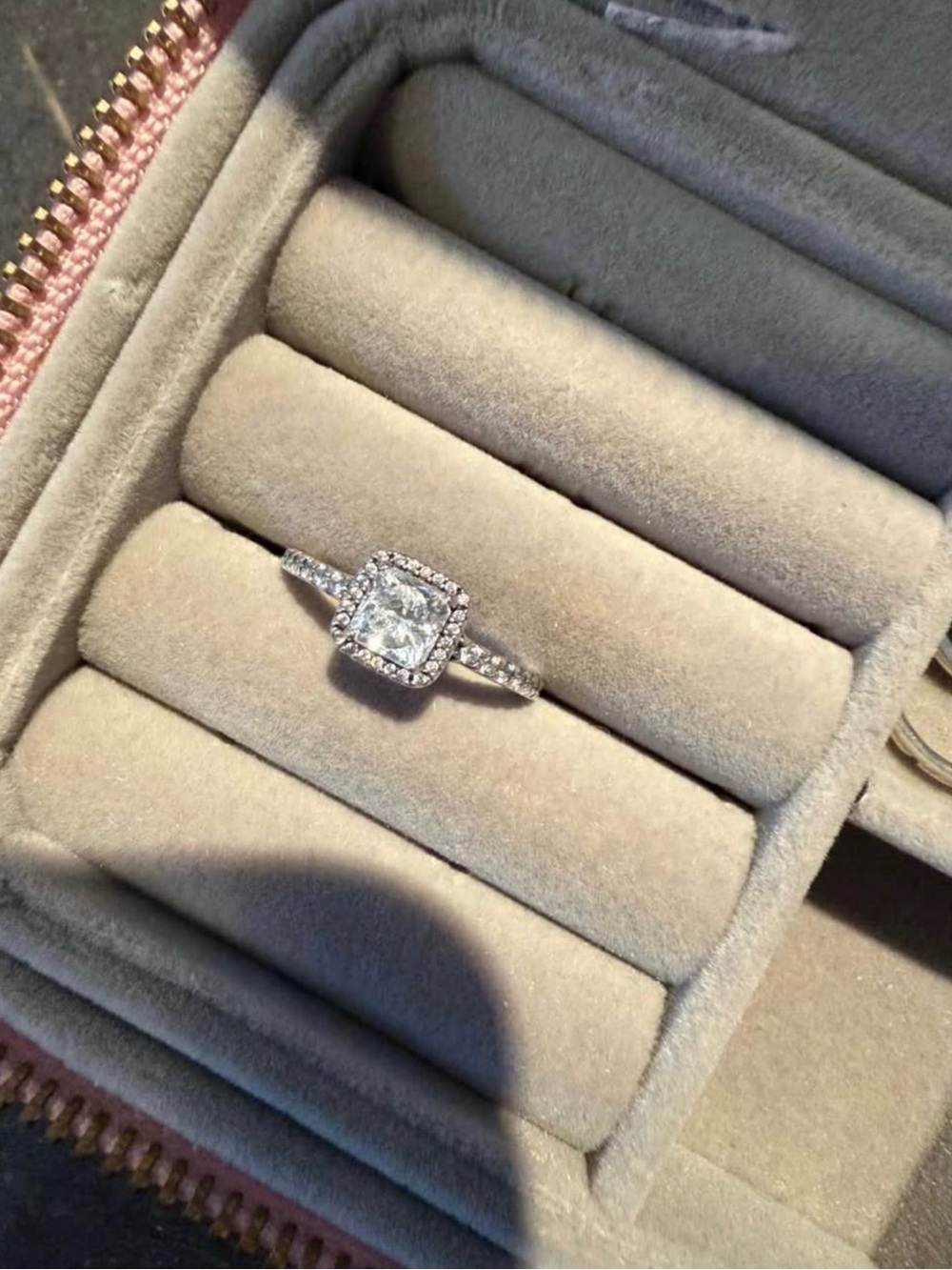 Pandora Silver Halo Cushion-Cut Ring with Clear Stones